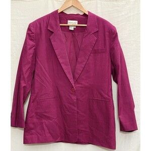 EUC VTG Newport News Linen Blazer Raspberry Sorbet Lagenlook Coastal 20